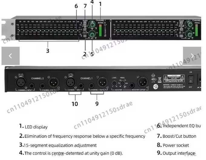 EQ stereo, 15 benzi per canal, iesire subwoofer ajustabila, nou