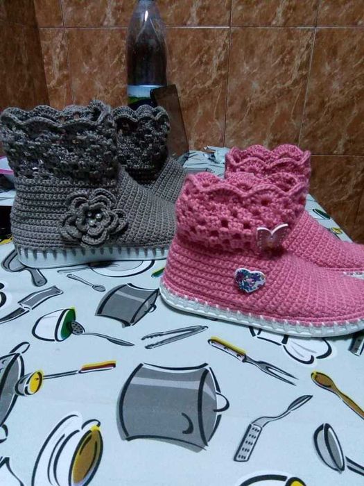 Cizme scurte de primavara-vara crosetate manual (marimea 39)