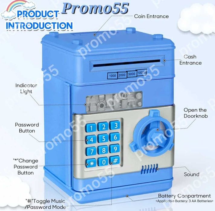 ПРОМО! Детска Музикална Касичка с Парола Светлини за Банкноти и Монети