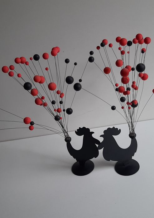 !!! НОВО "2 бр.  Декоративни  петлета +2 бр.-Свещници " СЪРЦЕ"