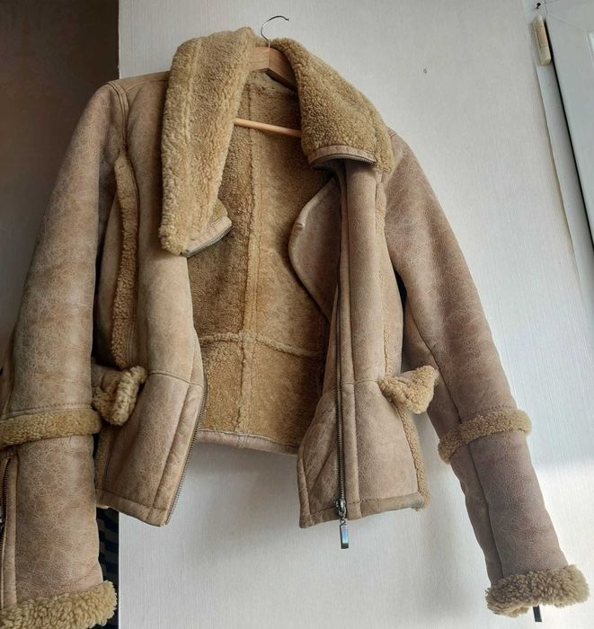 Cojoc scurt/Geaca dama -100% piele si blana naturala -marimea S/M