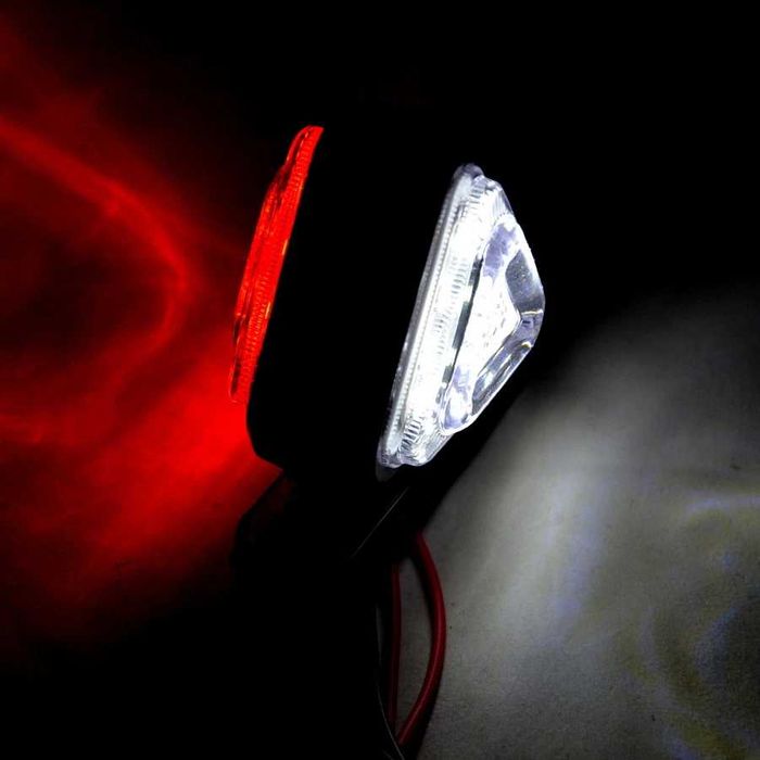 1бр. Триъгълно ЛЕД LED рогче с 18 диода, червено-бяло, 12-24V