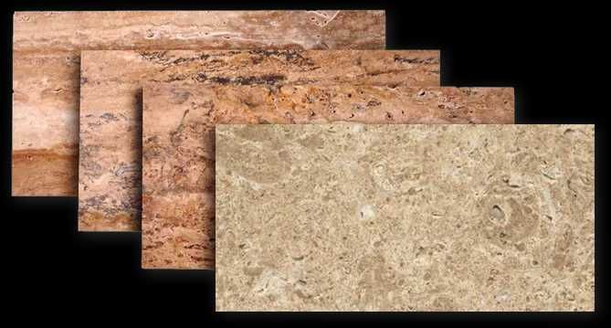 Гранит, травертин.