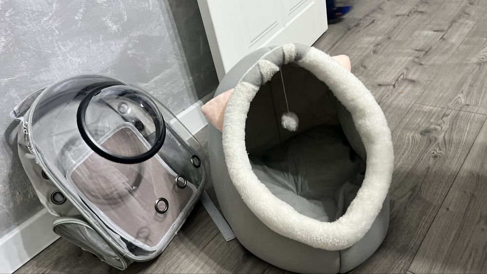 Теплый ледак для кошек и сумка