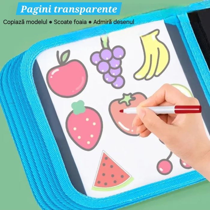 Carte Tabla Magică cu cadou: carioci&șervețele. Reutilizabilă.2 culori