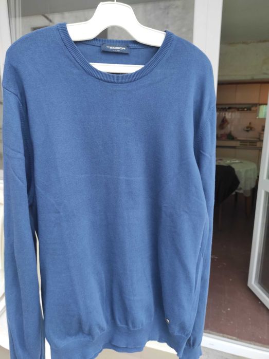 Пуловер с дълъг ръкав - син, Teodor