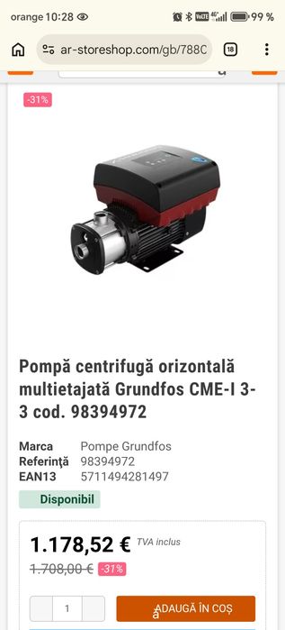 Grundfos cme 3-3 pompa ridicare presiune