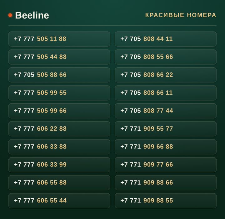 VIP номера Beeline / Красивые номера / Beeline