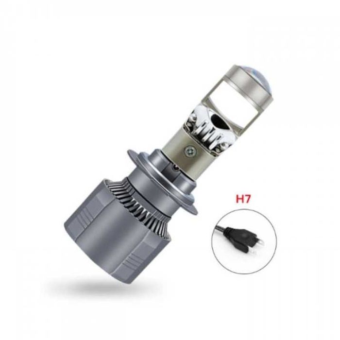 Диодни крушки за фар H7 LED с лупа 2 броя комплект