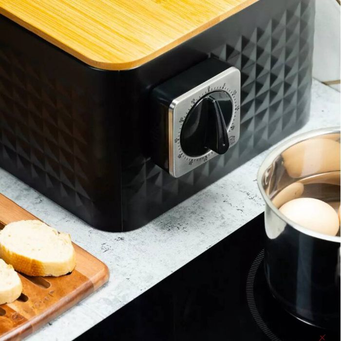 Cronometru magnetic de bucatarie din otel, 68x44 mm, 60 minute, gri,