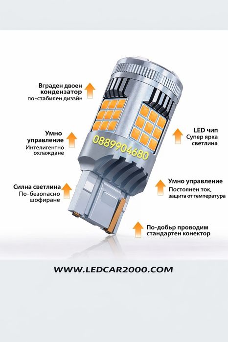 Лед крушки за мигачи и DRL LED T20 1156/1157 (12 - 24 V.)