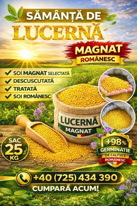 sămanta de lucerna tratata  la 15lei si 25lei selectata descuscutata