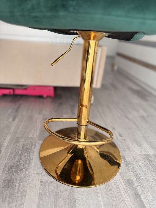 Scaune confortabile de bar, din catifea verde