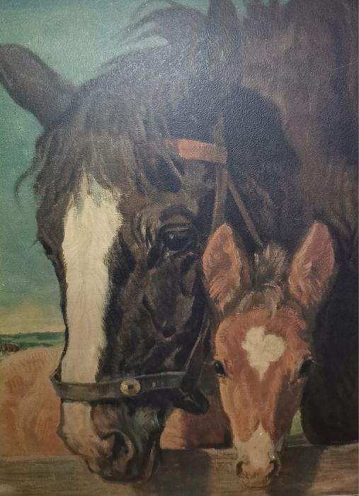 Антикварна картина на жена от Сачико Имай Япония голяма в рамка