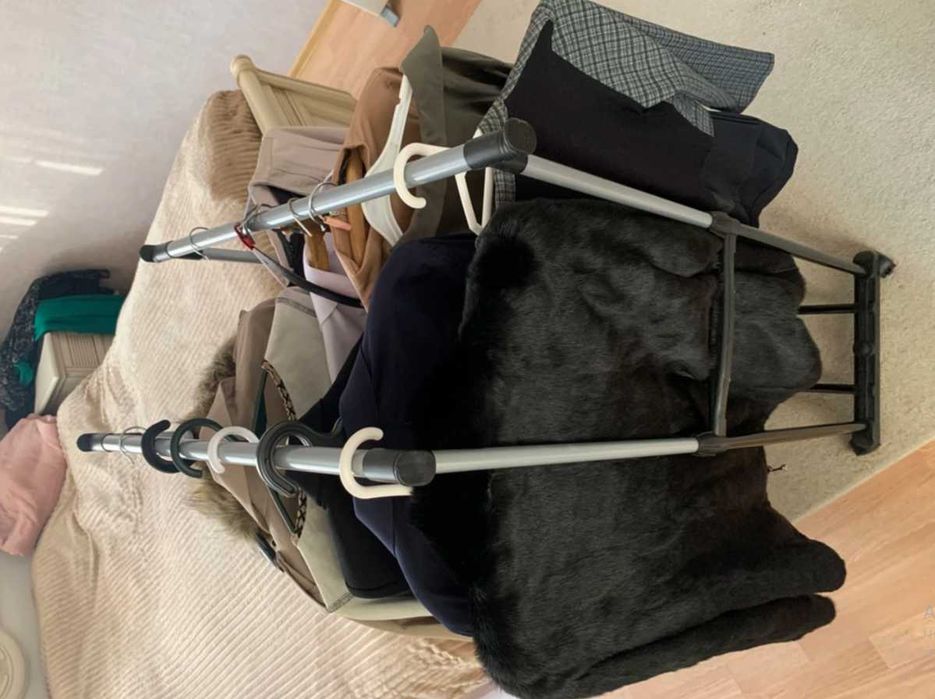 Телескопична стойка за дрехи, стелаж, шкаф, двойна стойка за обувки