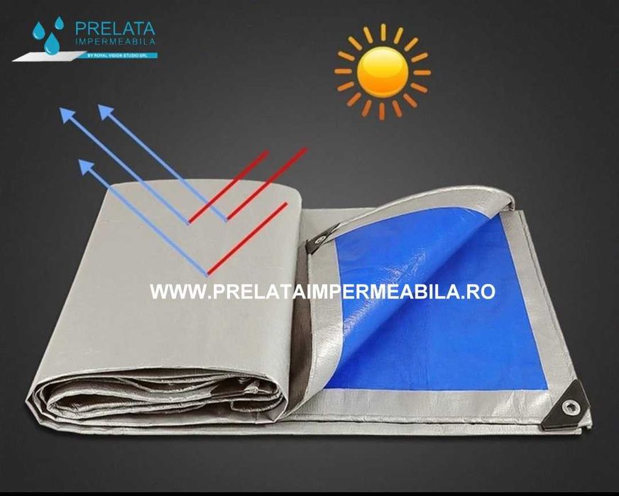 Prelata cu inele 100% impermeabila: 150g/mp, 180g/mp, 220g/mp, 450g/mp