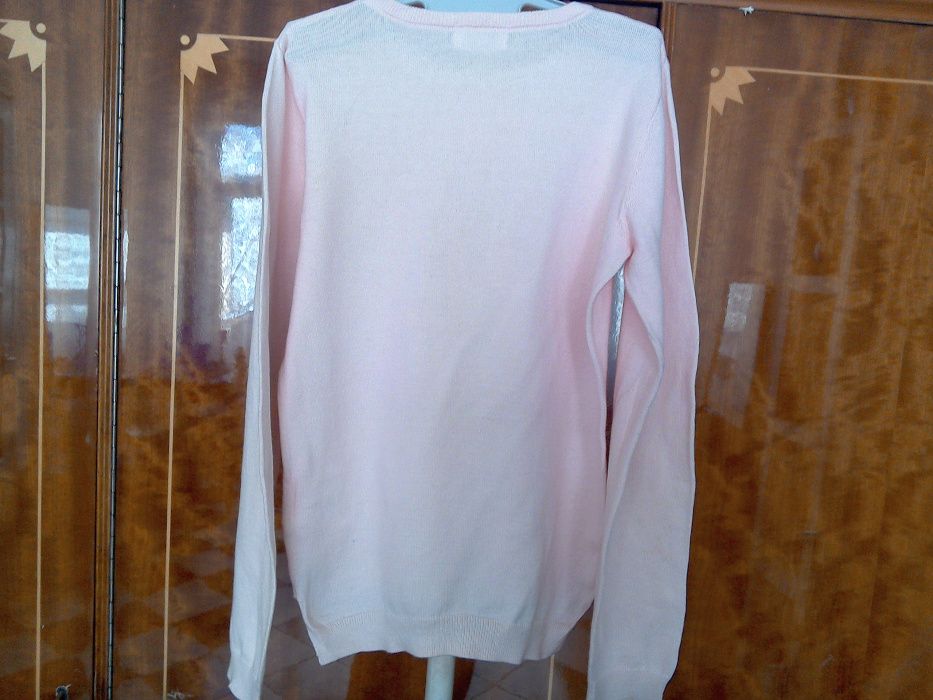 Pulover fete, roz, tricotat cu aplicație paiete - bumbac - H&M