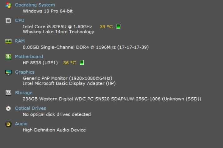 Laptop HP ProBook 450 G6 cu procesor Intel® Core™ i5-8265U pana la 3.90 GHz, Whiskey Lake, 15.6" Full HD 8GB, 256GB SSD