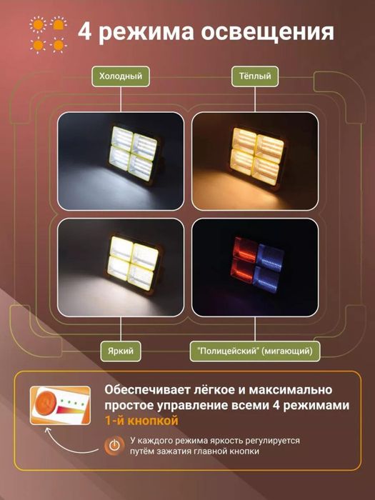 Прожектор фонарь солнечный с аккумулятором