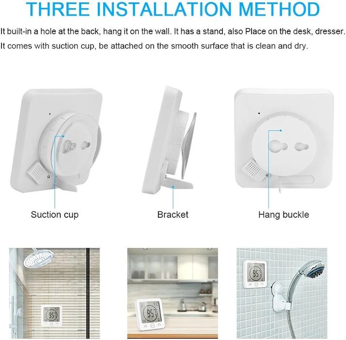 Ceas pentru dus cu cronometru/higrometru/termometru rezistenta apa