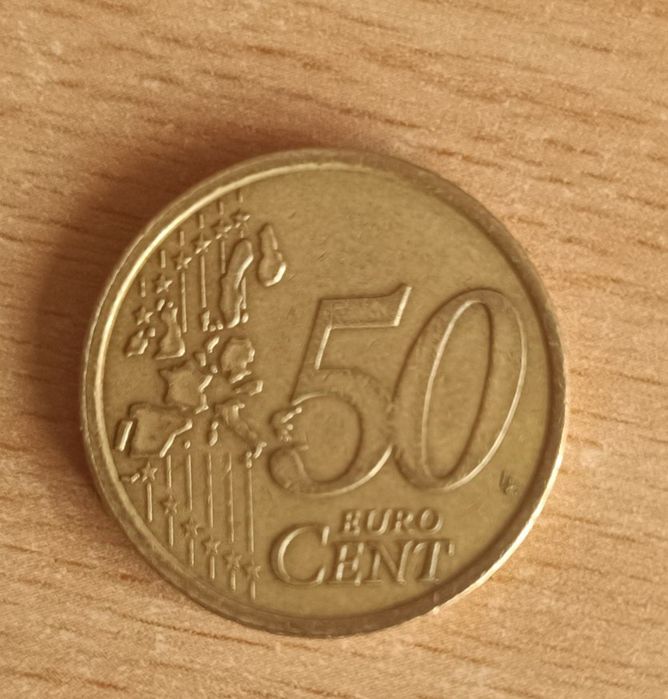 Monedă rară de 50 de cenț- alte exemplare la 1200€+ - eroare de batare
