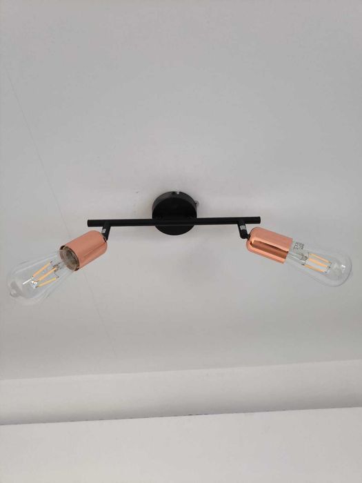 Plafoniera Straight 2 x E27, cupru + negru * 2 bucati