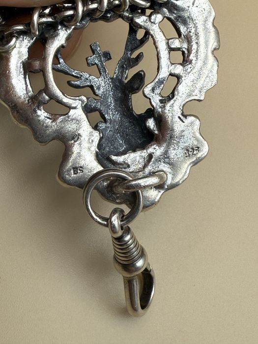 Lant ceas de buzunar din argint chatelaine