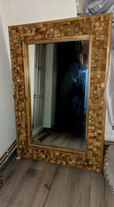 Oglinda decorativa, rama mozaic din lemn de tec, YALANA A180M47 JG