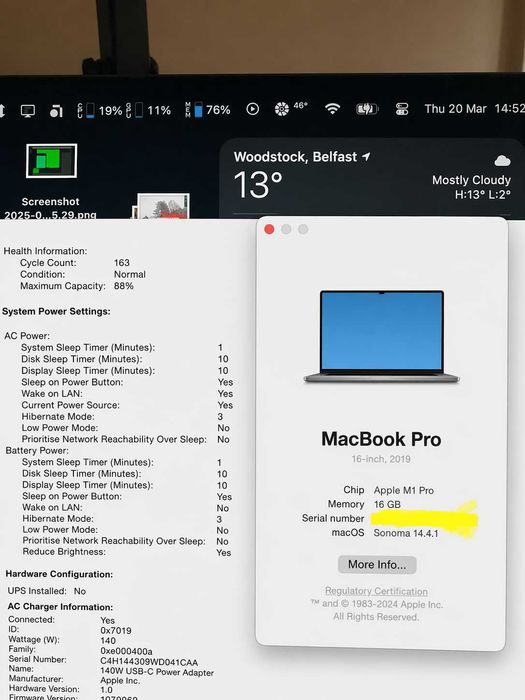 Macbook pro M1 Pro 16gb ram 512GB ssd 16"