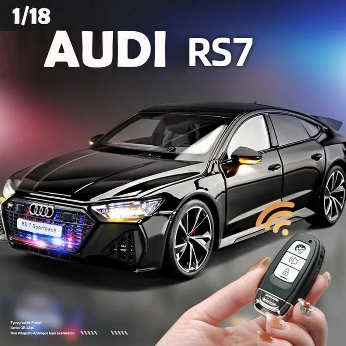 Метална кола 1:18 Audi RS7 с дистанционно за светлини и звукови ефекти