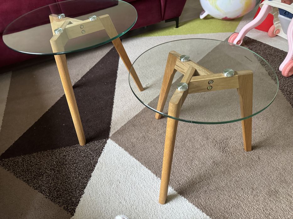 Set de 2 mese de cafea Sticlă