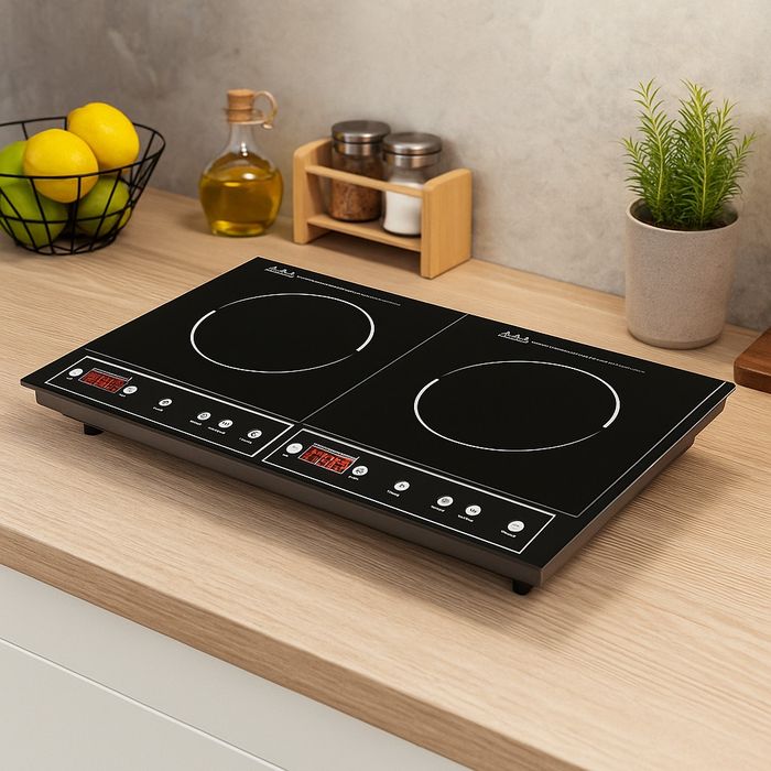 Двоен индукционен котлон Royalty Line RL-DIP4000.2 - 1400W+2000W, 80°C- 270°C, Кристална плоча, Таймер, LED