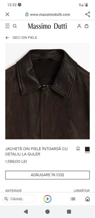 Geacă din Piele întoarsă Massimo Dutti
