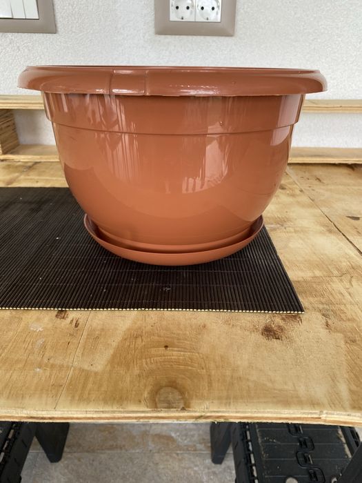 Ghiveci din plastic cu farfurie diam 27 cm