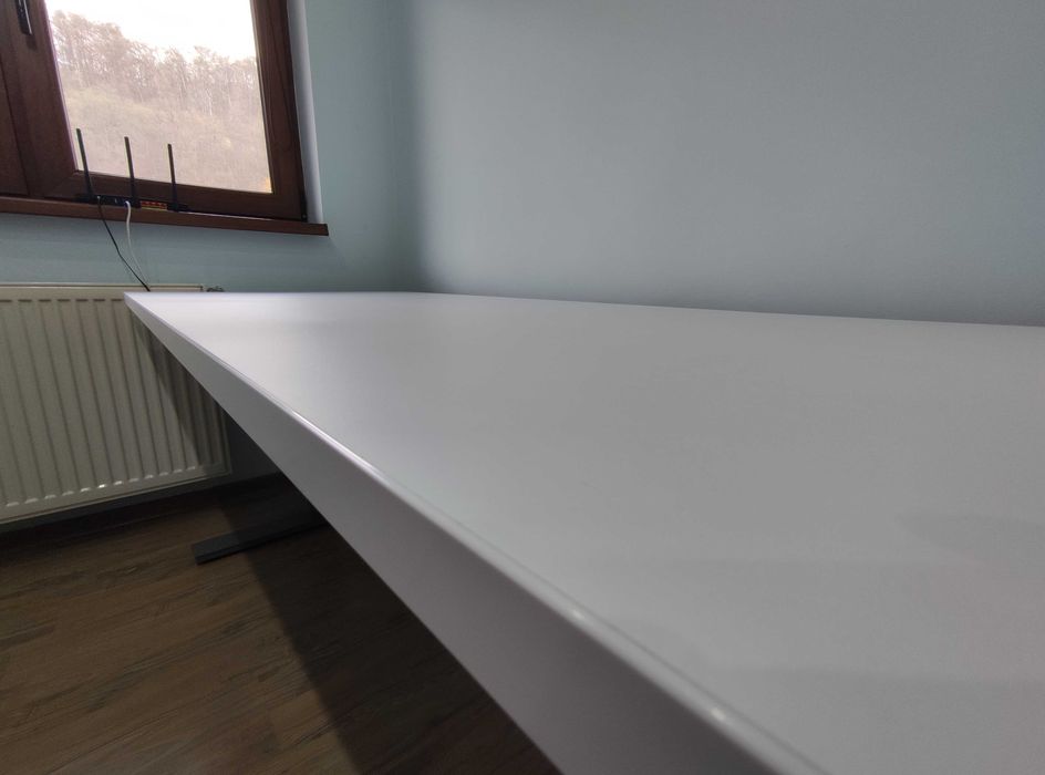 Birou reglabil pe înălțime alb, 180x80x2.5cm