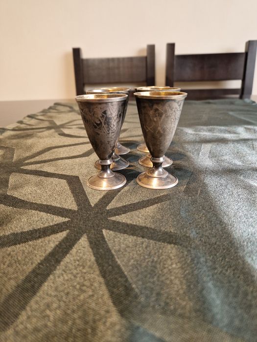 Превъзходен антикварен руски съветски сребърен сервиз 875