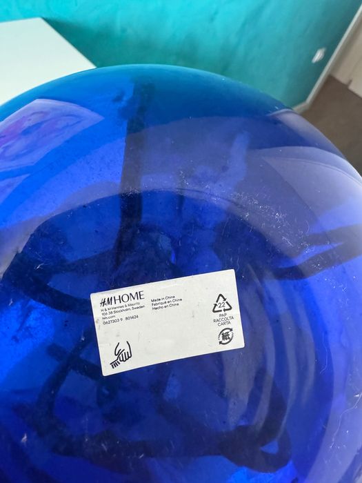 Стъклена голяма ваза H&M, синя