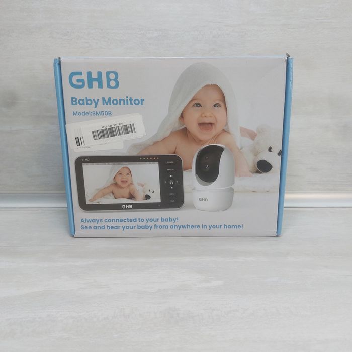 Дигитален видео бебефон GHB SM50B | 5" HD Екран | 4000mAh Батерия | Нощно виждане & VOX | Пълен комплект