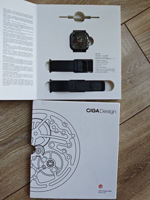 CIGA Design Series C Skeleton Automatic – Механичен часовник, Сапфирено стъкло + кожена и метална каишка