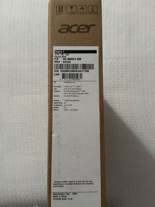 Acer Aspire 7 A715-76G-5436 charcoal black 15.6”