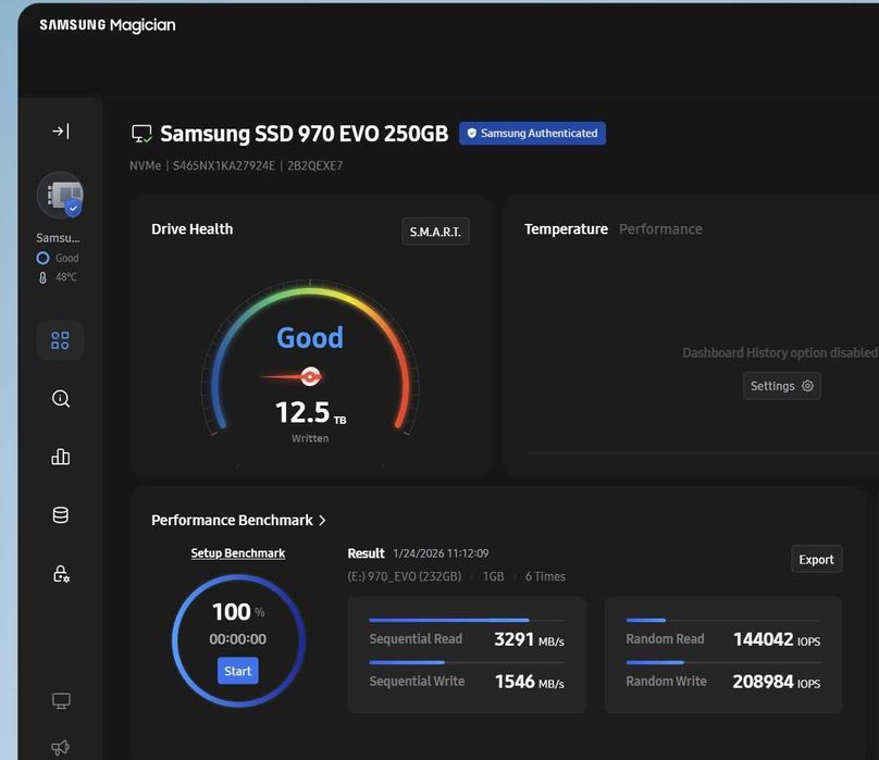 SSD Samsung 970 EVO PCIe 3.0 x4 NVMe M.2 (2280) 250GB