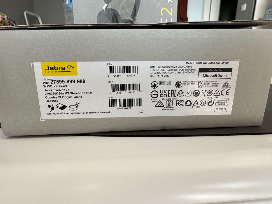 Слушалки jabra evolve2 75 с докинг станция