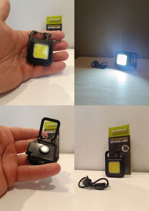 Mini lanternă LED reîncărcabilă USB, neagră, cu încărcător USB-C inclu