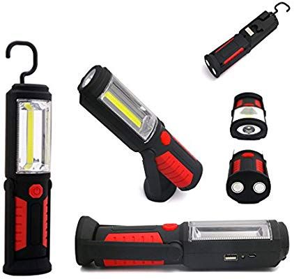 Презареждаща се работна лампа с мощна ЛЕД светлина, кука и магнити