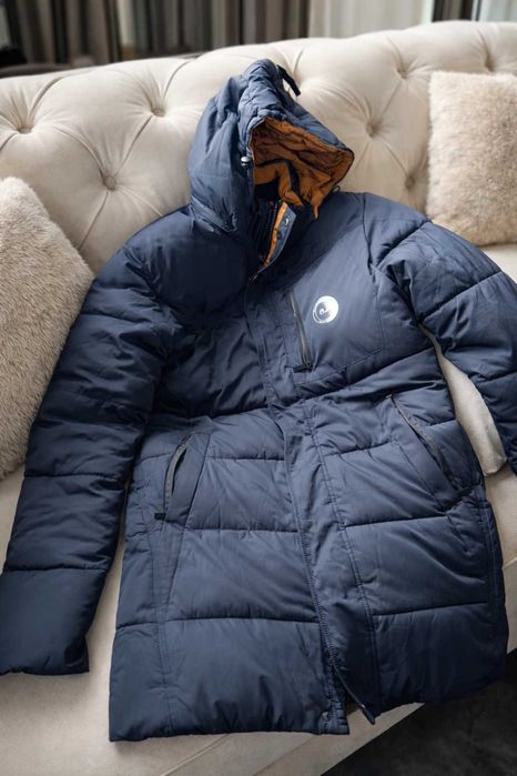 мъжко яке зимно ново тъмно синьо дебело дълго