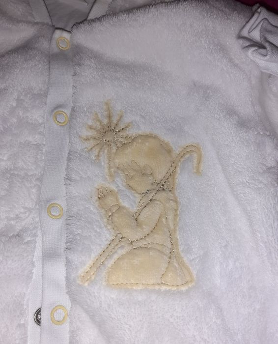 Salopeta flausata alba nou nascut groasa