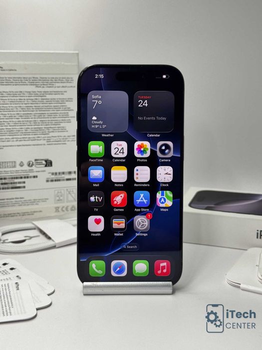 iPhone 16 Pro 256GB Black, 94% батерия, КАТО НОВ, 1г. ГАРАНЦИЯ!