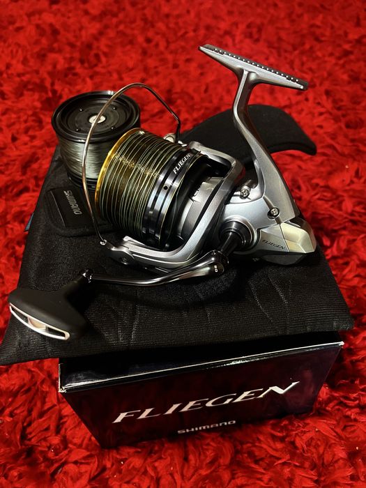 Vând Shimano Fliegen 35 SD – Stare Impecabilă (Ca Nouă) + Tambur Rezervă Power Aero 14000 + Garanție