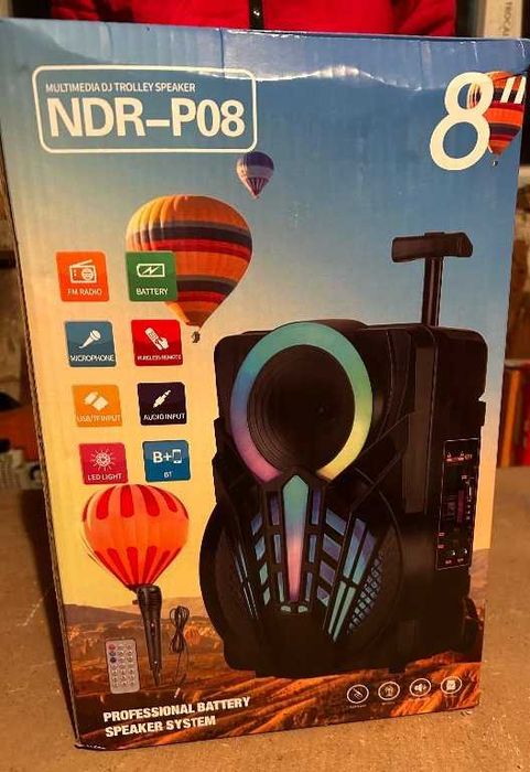 Караоке Тонколона NDR-P08 с Bluetooth , микрофон и Цветомузика