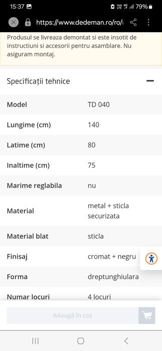 Masa bucătărie fixa dreptunghiulara